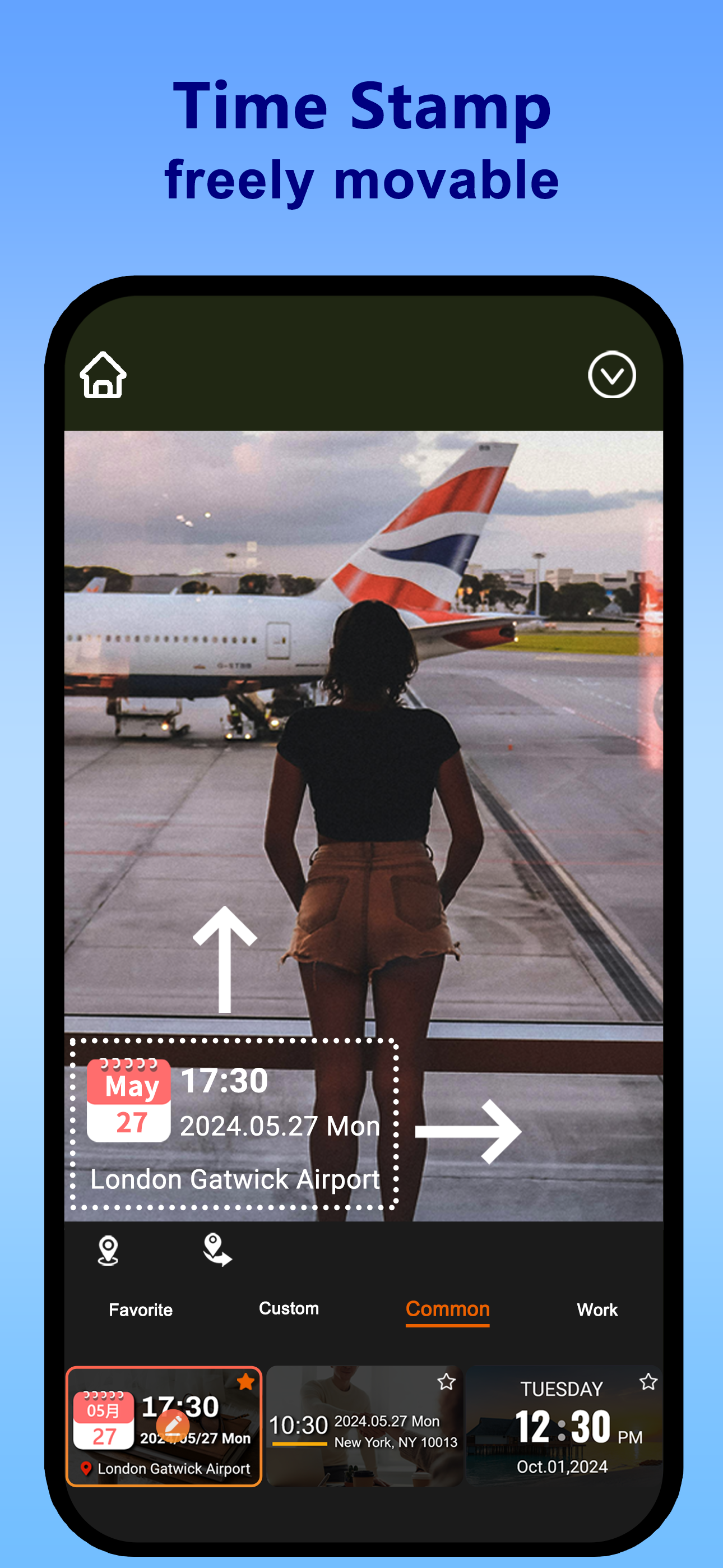 Timestamp Camera interface preview