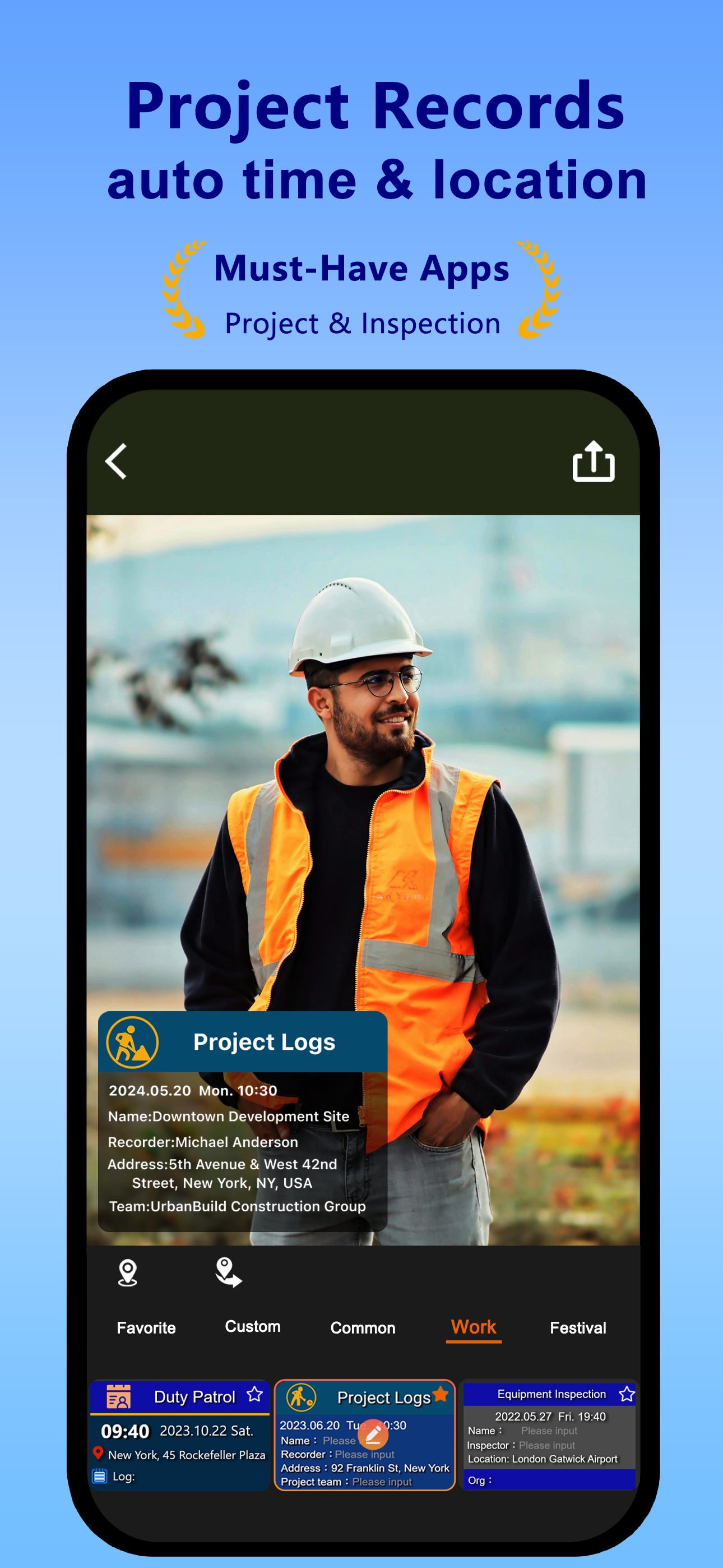 Screenshot 5 showing project record and inspection usage